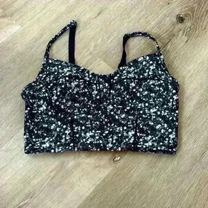 Lululemon sports bra tank black white gray pattern